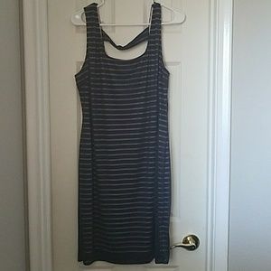 JLo Blue/Tan Striped Dress